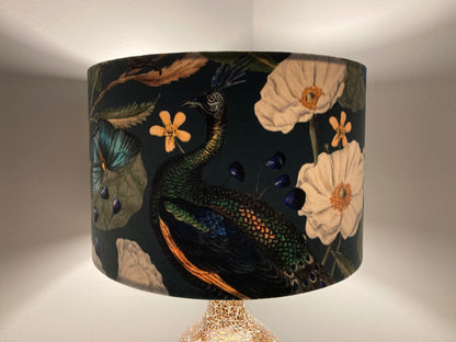 Velvet Peacock Lampshade for Table or Ceiling Lamps