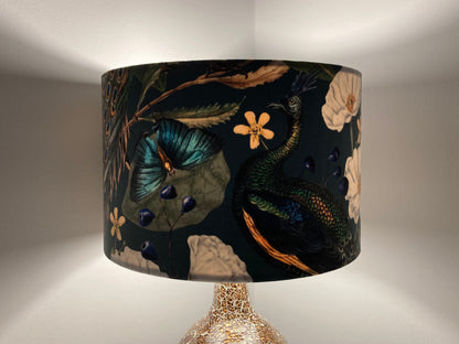 Velvet Peacock Lampshade for Table or Ceiling Lamps