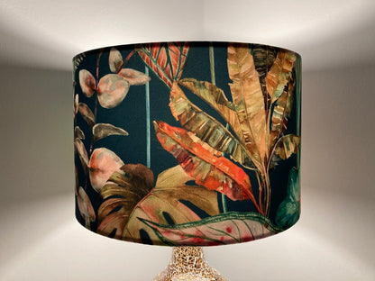 Teal Tropical Velvet Lampshade for Table or Ceiling Lamps