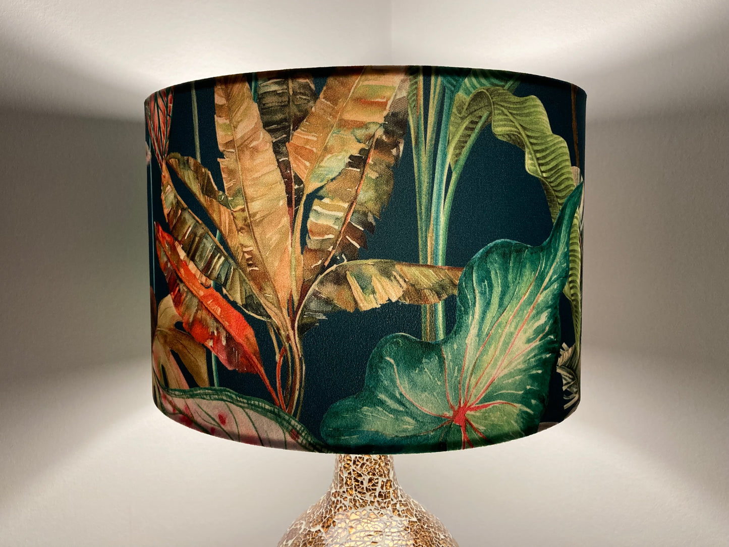 Teal Tropical Velvet Lampshade for Table or Ceiling Lamps