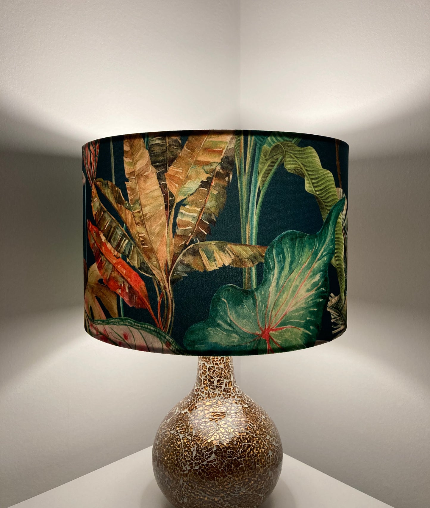 Teal Tropical Velvet Lampshade for Table or Ceiling Lamps
