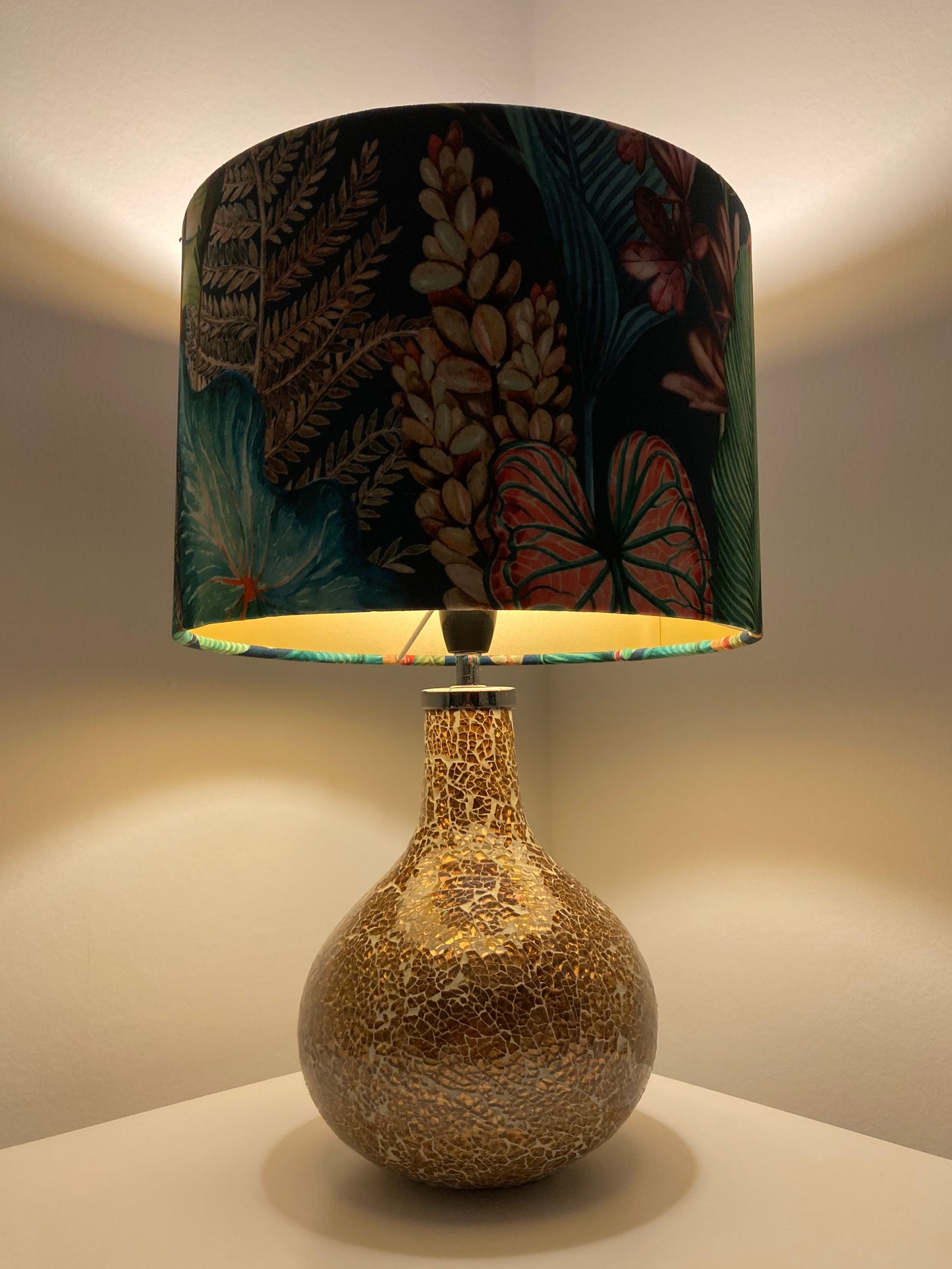 Teal Tropical Velvet Lampshade for Table or Ceiling Lamps