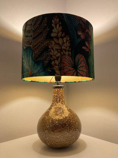 Teal Tropical Velvet Lampshade for Table or Ceiling Lamps