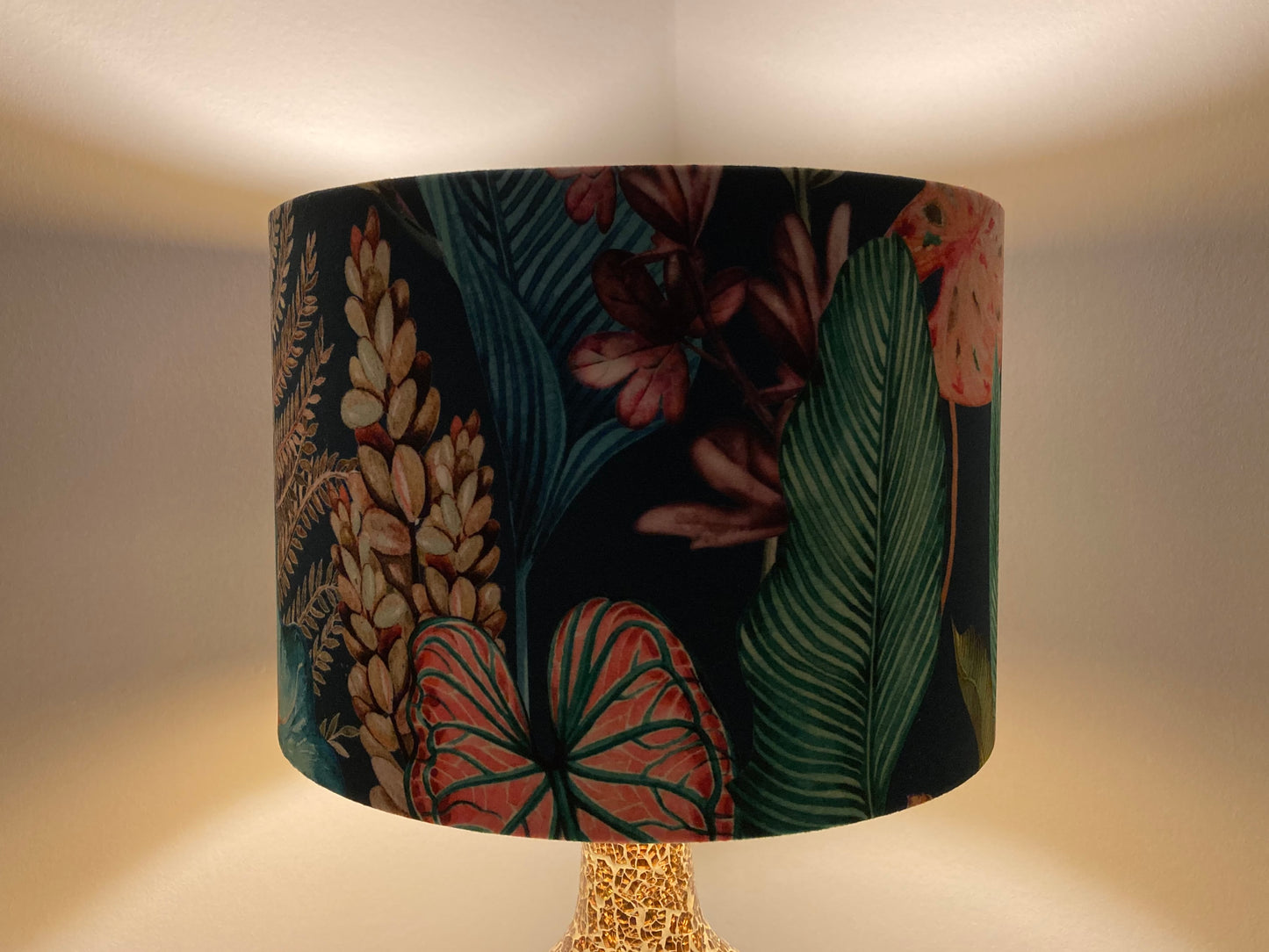 Teal Tropical Velvet Lampshade for Table or Ceiling Lamps