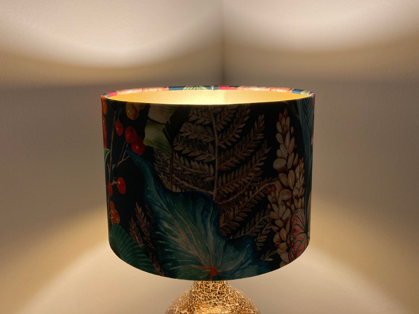 Teal Tropical Velvet Lampshade for Table or Ceiling Lamps