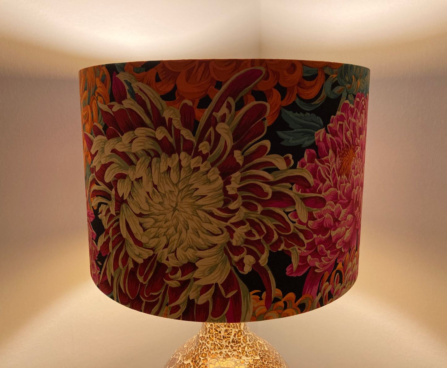 Bright Pink Red Orange Chrysanthemum Flower Lampshade for Table Lamps or Ceiling Pendant