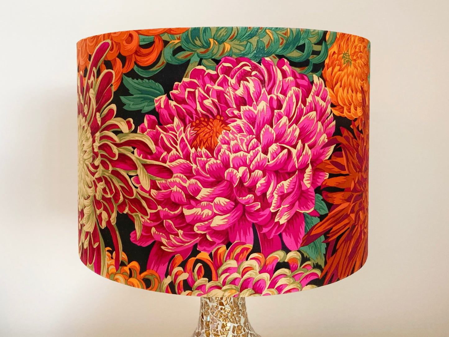 Bright Pink Red Orange Chrysanthemum Flower Lampshade for Table Lamps or Ceiling Pendant