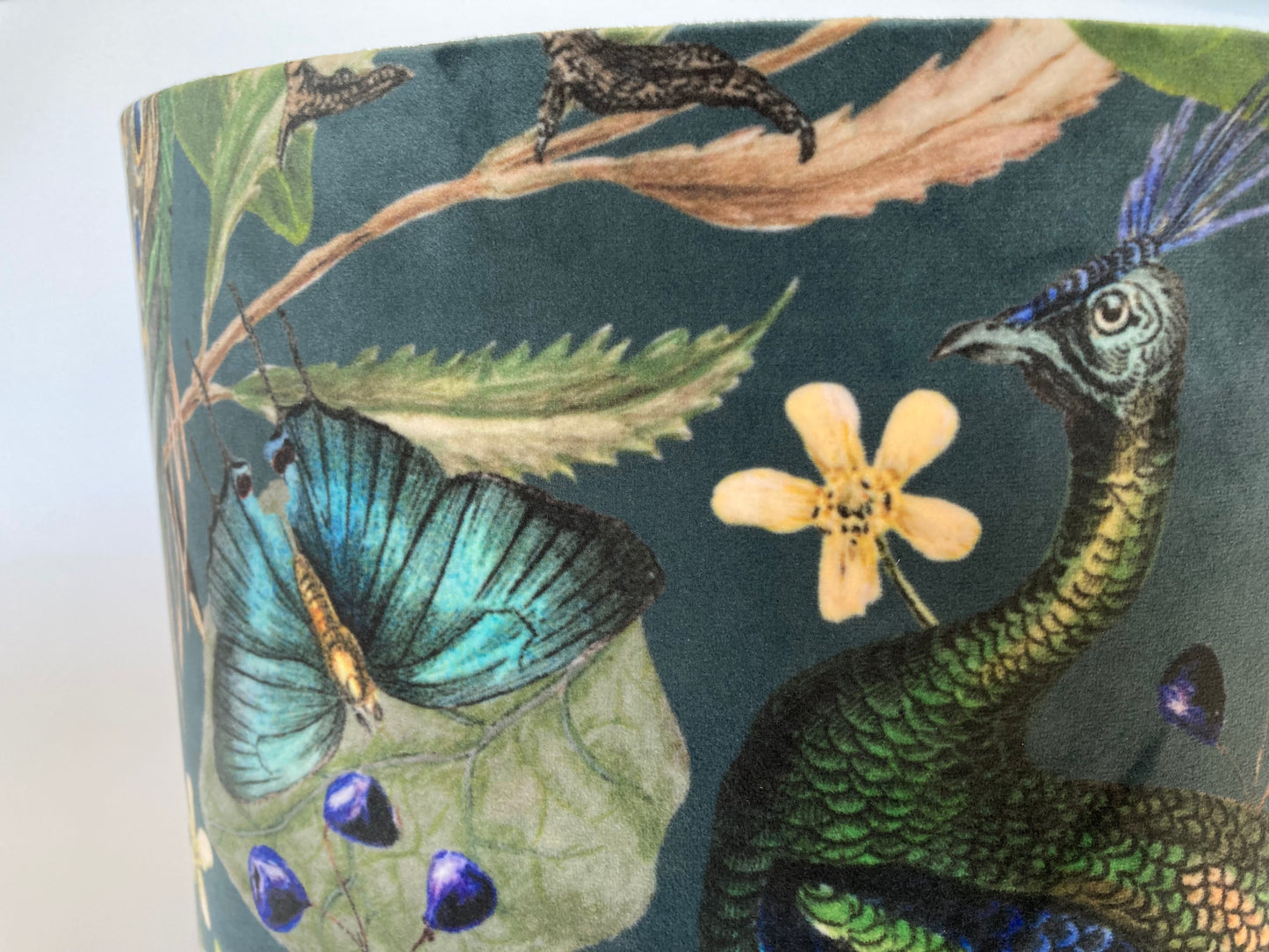 Velvet Peacock Lampshade for Table or Ceiling Lamps