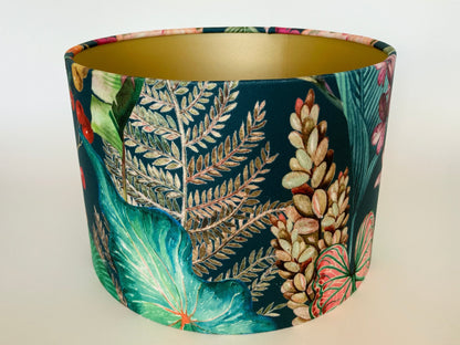 Teal Tropical Velvet Lampshade for Table or Ceiling Lamps