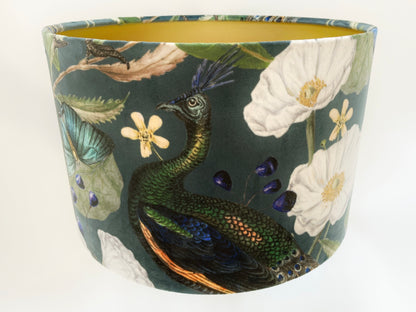 Velvet Peacock Lampshade for Table or Ceiling Lamps