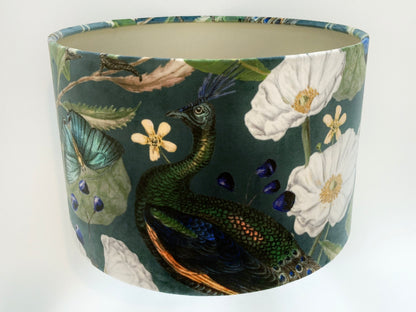 Velvet Peacock Lampshade for Table or Ceiling Lamps