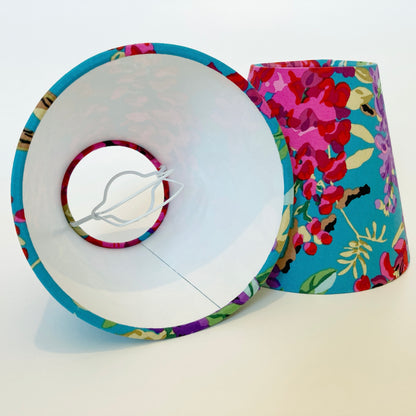 Bright Pink and Teal Wisteria Flower Candle Clip Lampshade