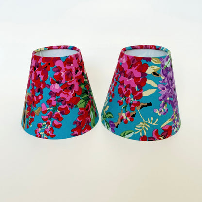 Bright Pink and Teal Wisteria Flower Candle Clip Lampshade