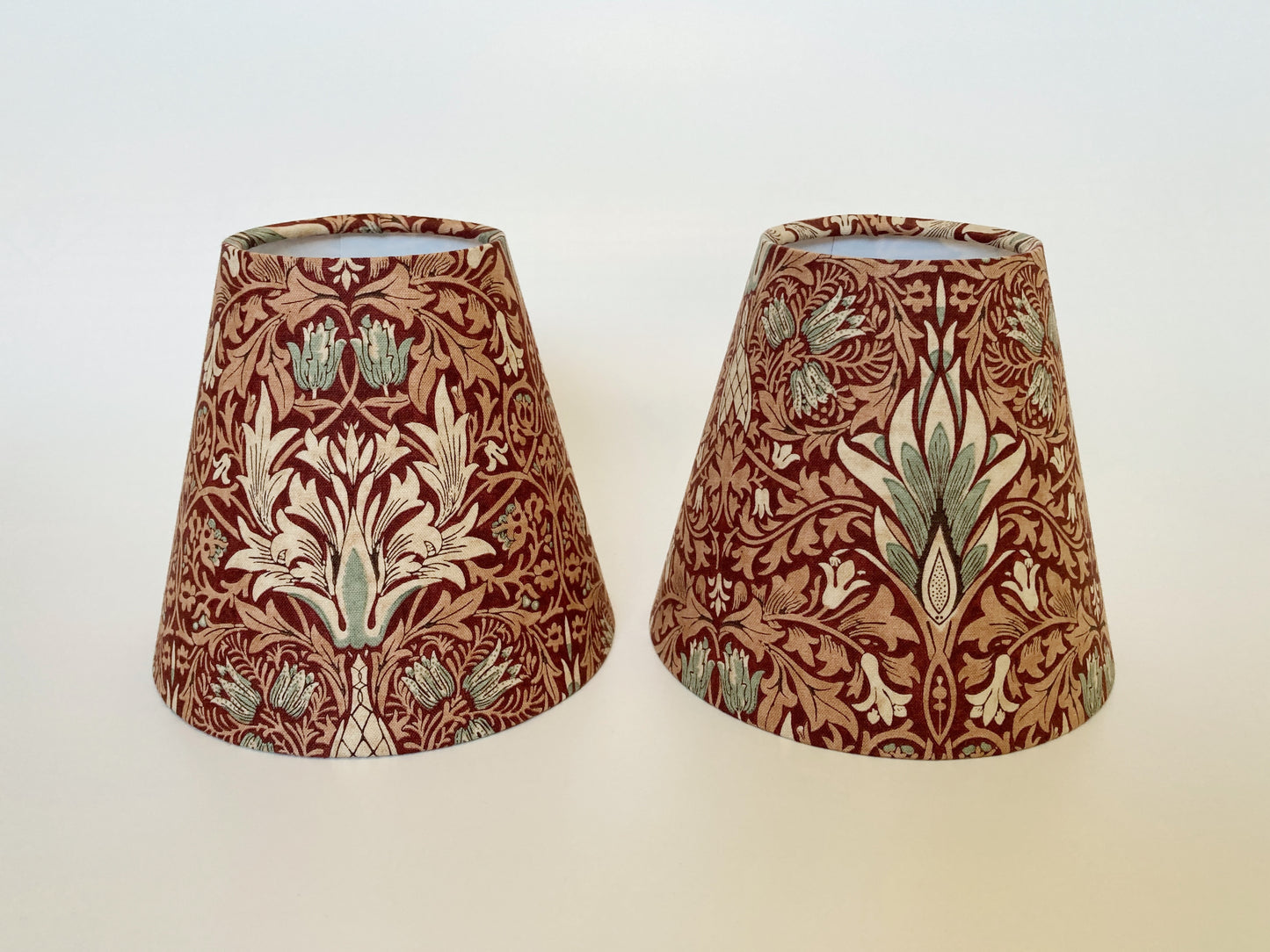 William Morris Red Snakeshead Fabric Candle Clip Lampshade