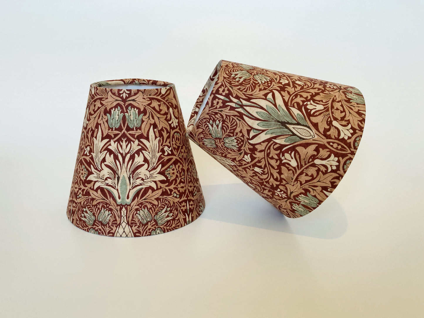 William Morris Red Snakeshead Fabric Candle Clip Lampshade