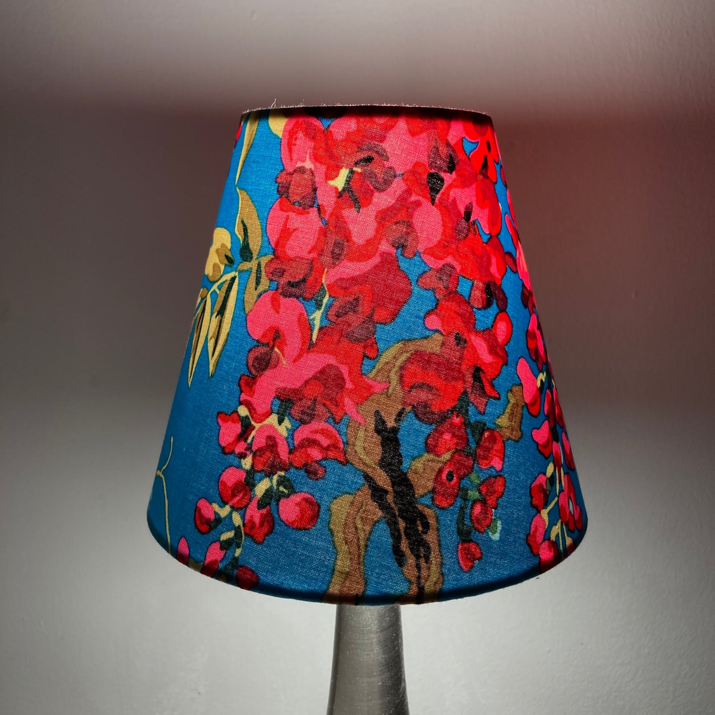 Bright Pink and Teal Wisteria Flower Candle Clip Lampshade