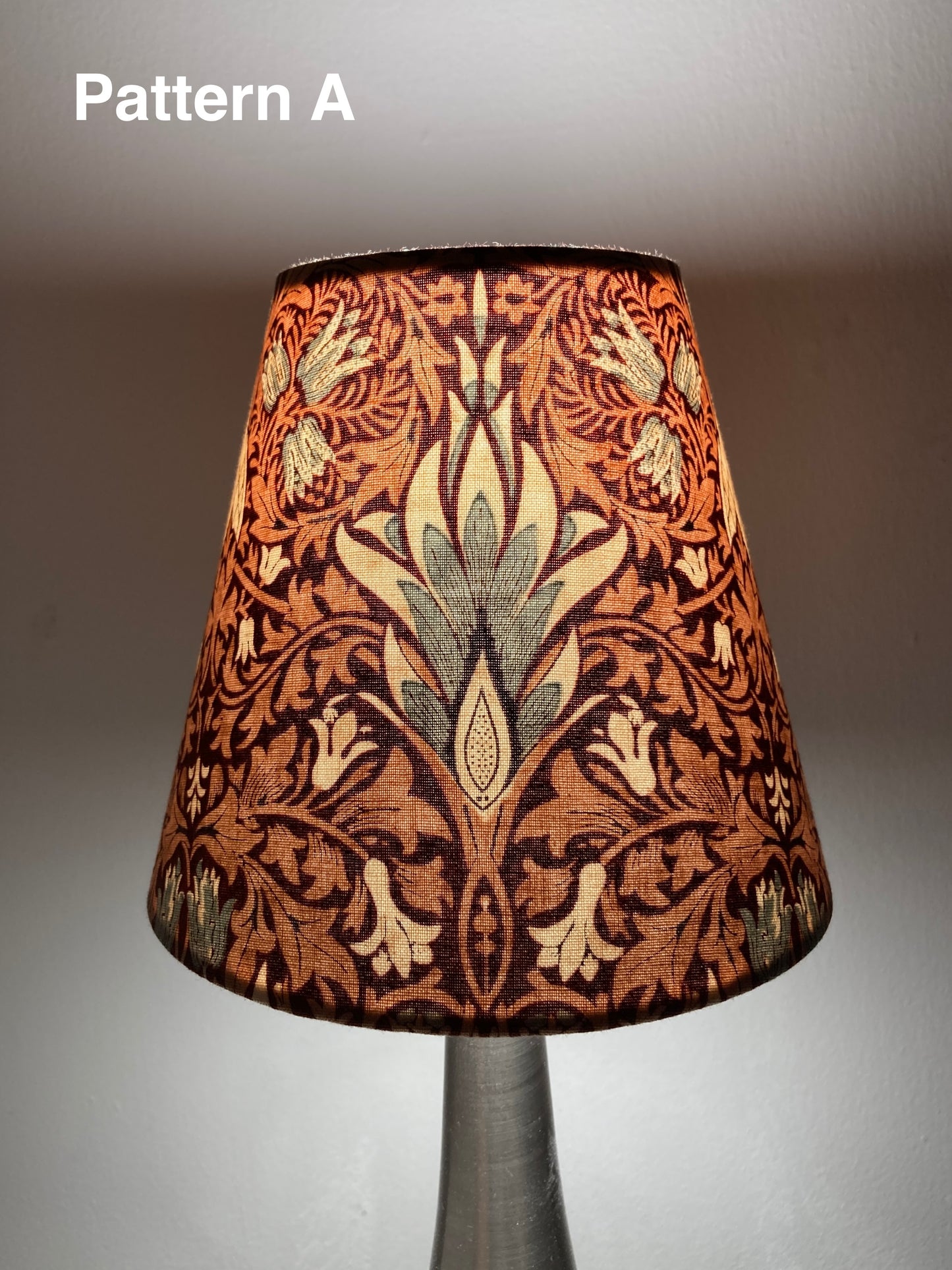 William Morris Red Snakeshead Fabric Candle Clip Lampshade
