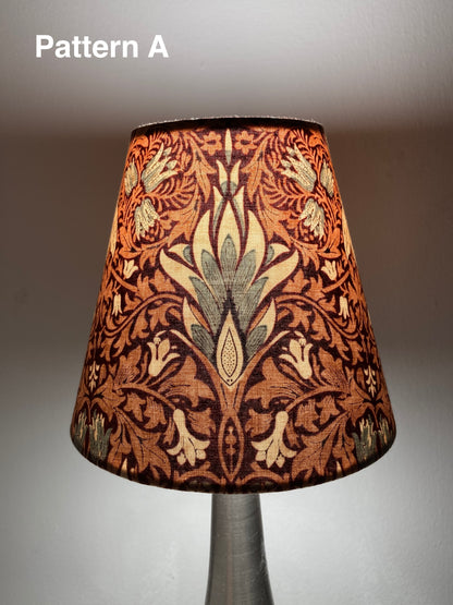 William Morris Red Snakeshead Fabric Candle Clip Lampshade