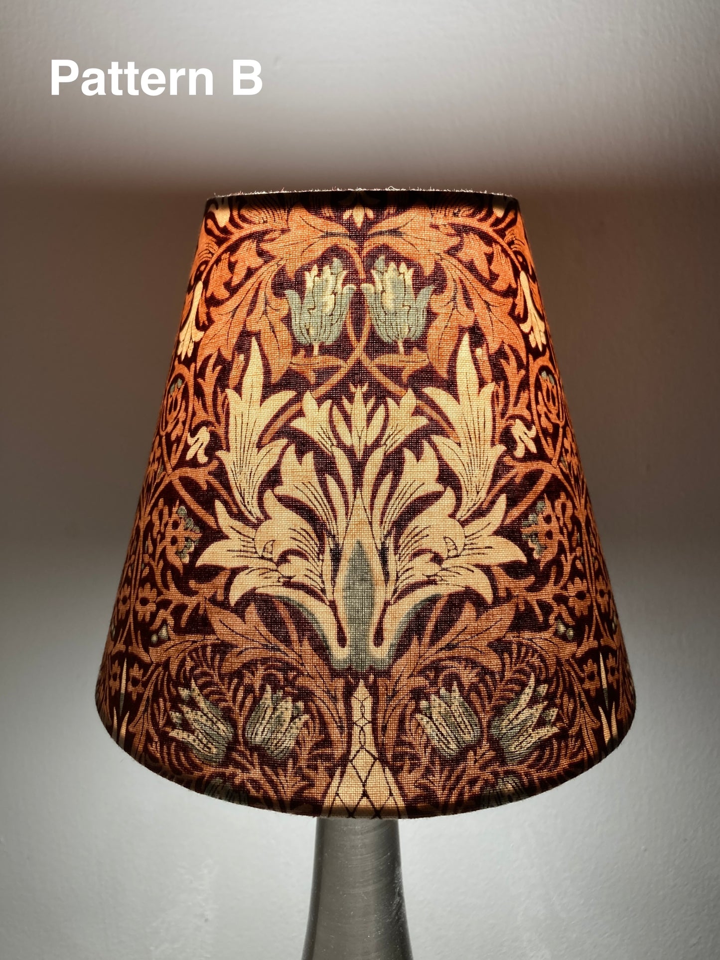 William Morris Red Snakeshead Fabric Candle Clip Lampshade