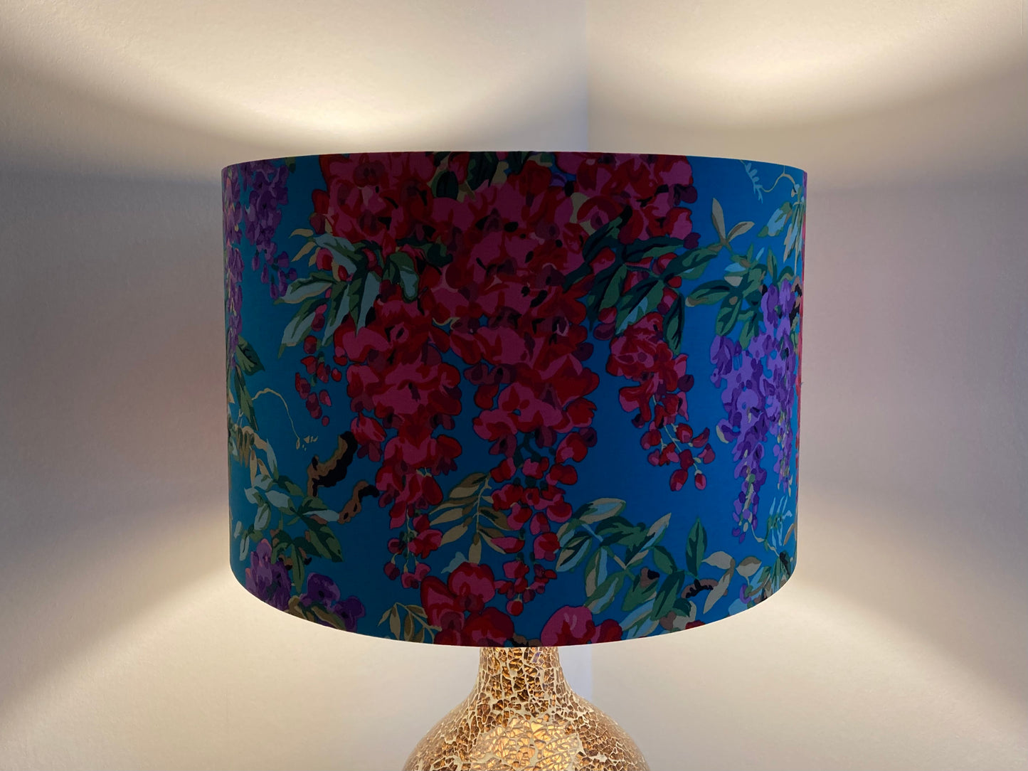 Bright Pink and Teal Wisteria Flower Lampshade