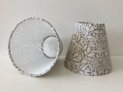 William Morris Acorn Grey Fabric Candle Clip Lampshade