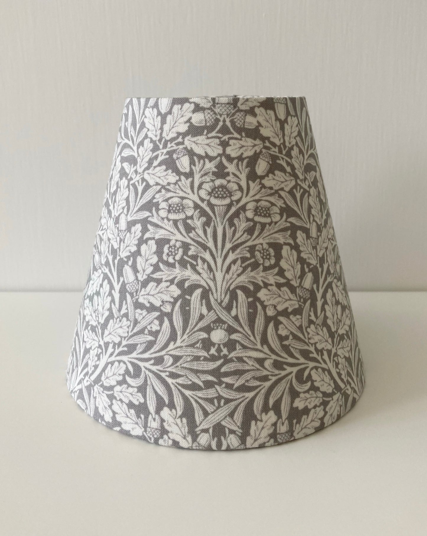William Morris Acorn Grey Fabric Candle Clip Lampshade