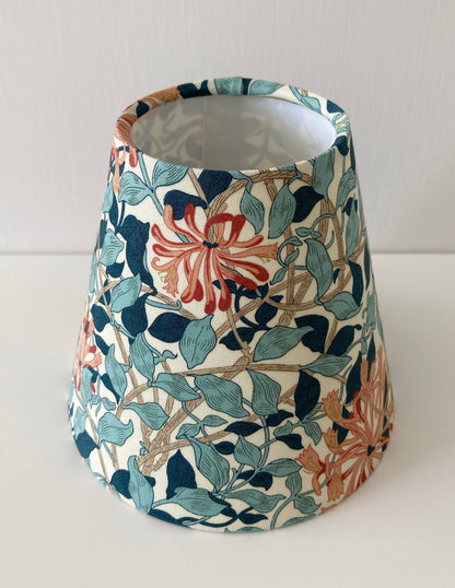 William Morris Honeysuckle Aqua Fabric Candle Clip Lampshade