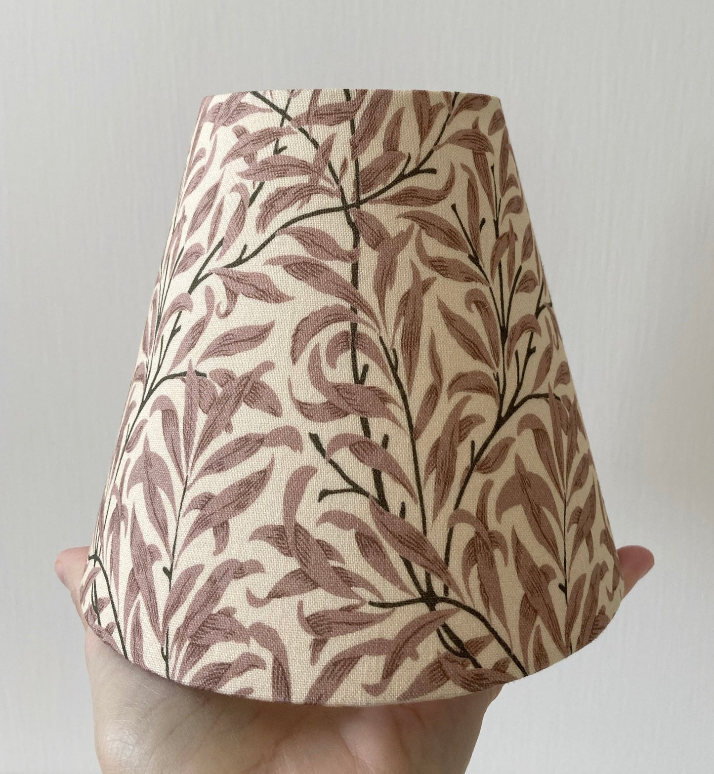 William Morris Willow Bough Beige Pink Fabric Candle Clip Lampshade