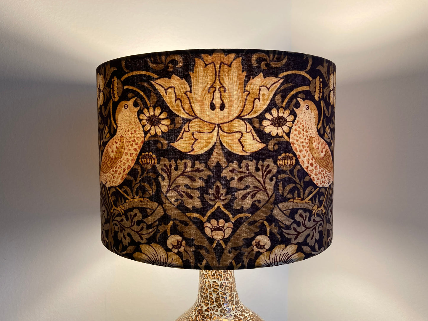 William Morris Strawberry Thief Grape and Gold Fabric Lampshade for Table or Ceiling Lamps
