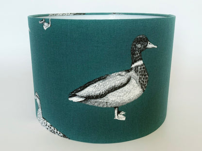 Teal Mallard Duck Print Fabric Lampshade for Table or Ceiling Lamps