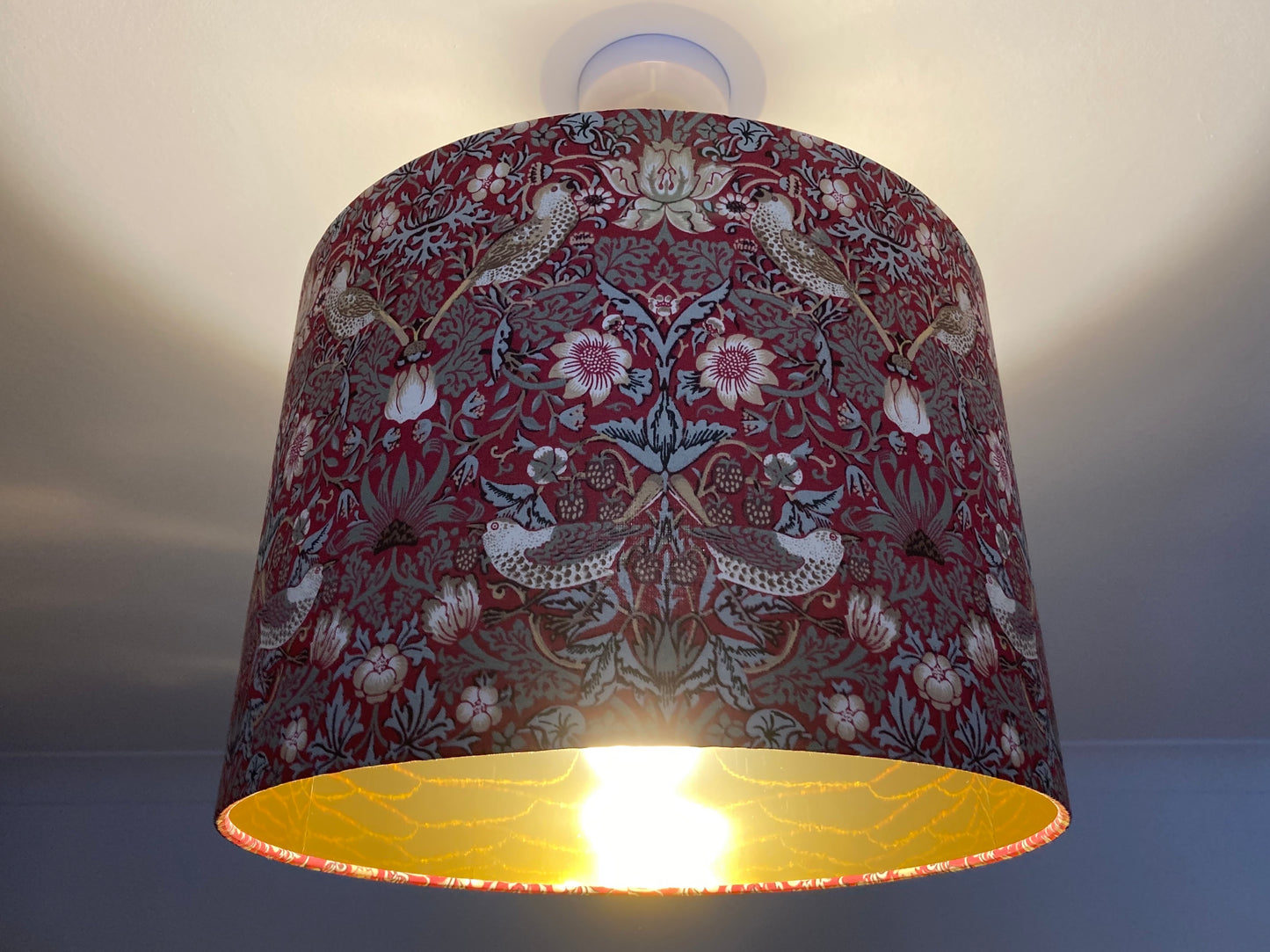 William Morris Red Strawberry Lampshade for Table or Ceiling Lamps