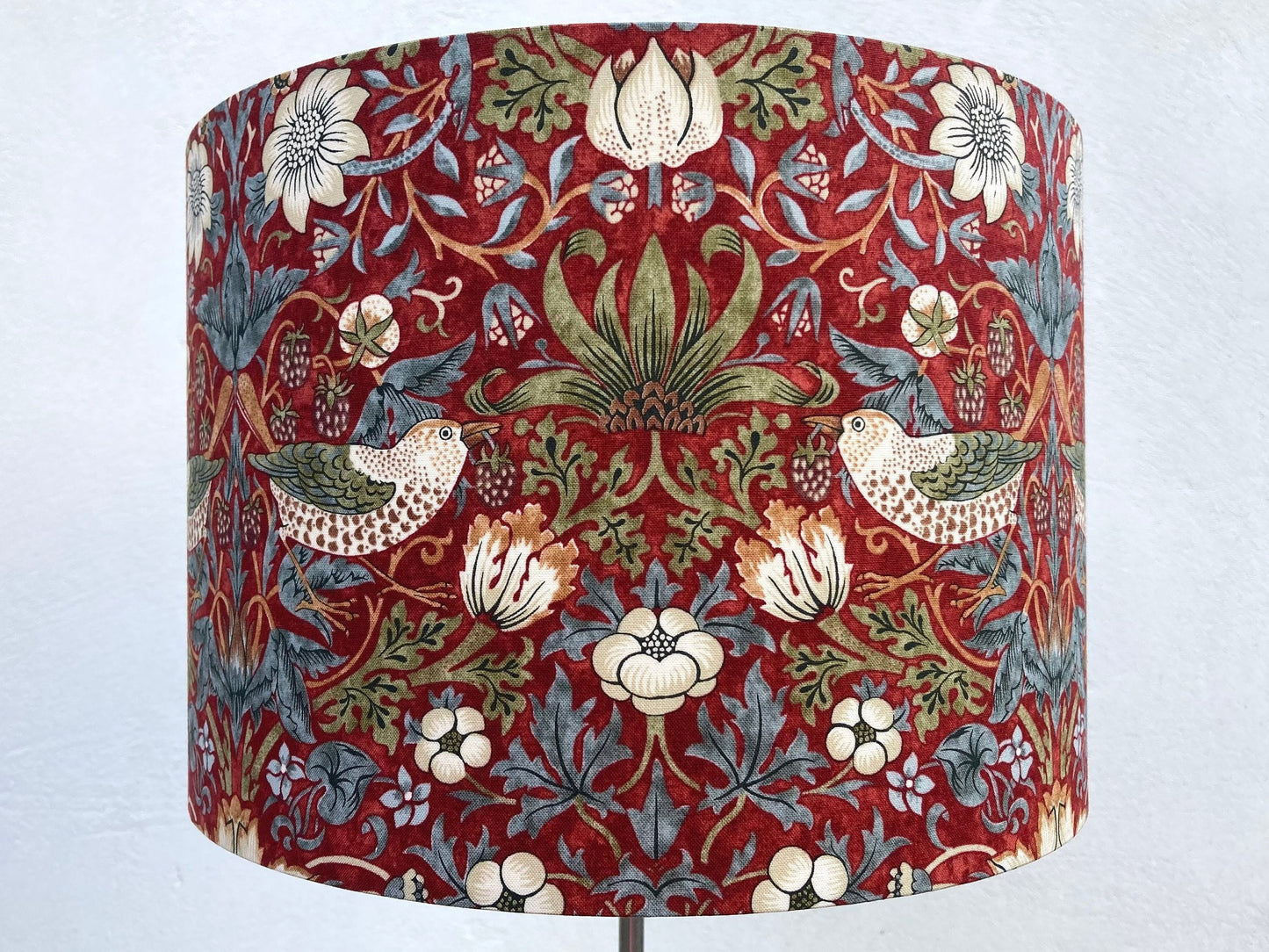 William Morris Dark Red Strawberry Thief Lampshade for Table or Ceiling Lamps