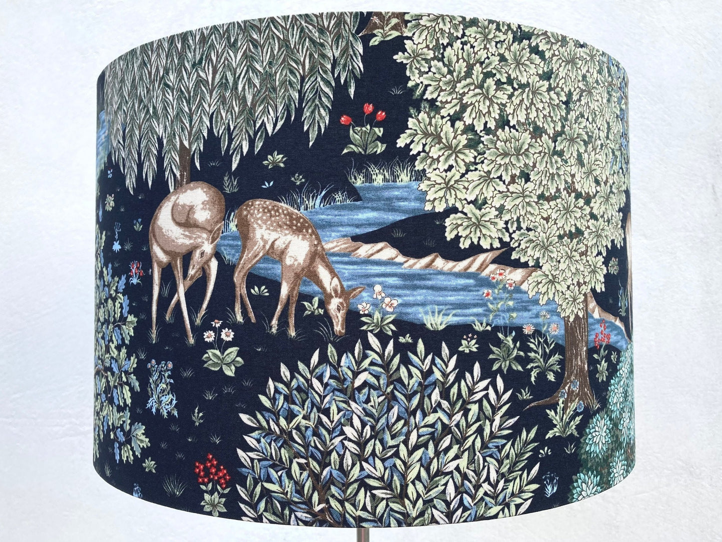 William Morris The Brook Deer Stag Black Fabric Lampshade Table or Ceiling Lamps