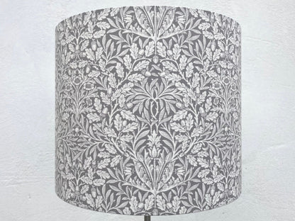 William Morris Pure Acorn Dove Grey Fabric Drum Lampshade