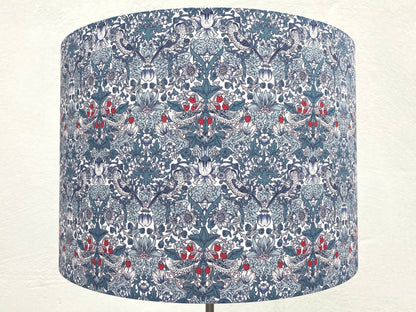 William Morris Light Blue Strawberry Thief Lampshade, Floral Bird Lampshade for Table or Ceiling Lamps