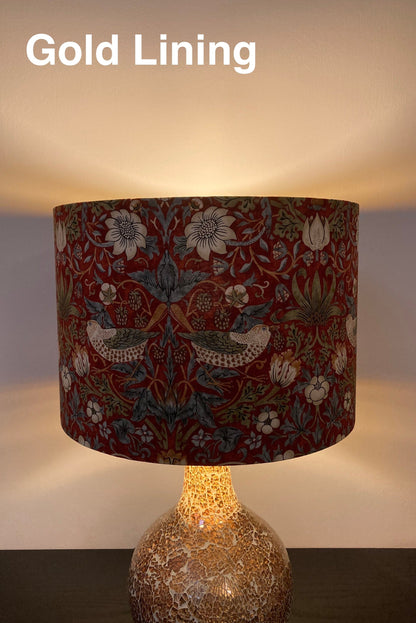 William Morris Dark Red Strawberry Thief Lampshade for Table or Ceiling Lamps