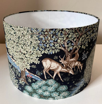 William Morris The Brook Deer Stag Black Fabric Lampshade Table or Ceiling Lamps