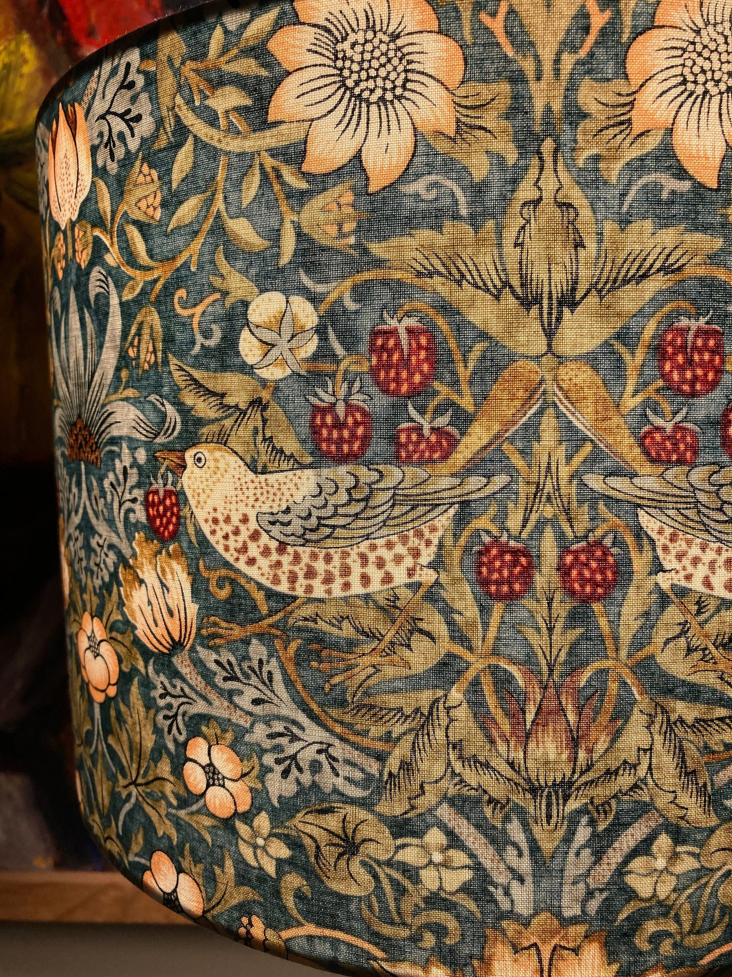 William Morris Green Strawberry Thief Fabric Lampshade for Table or Ceiling Lamps