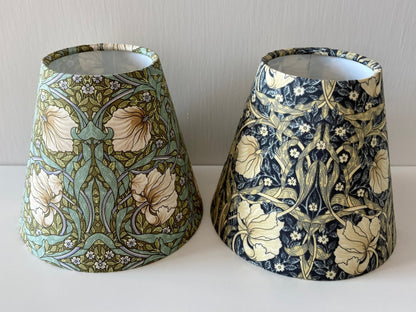 William Morris Pimpernel Candle Clip Lampshade Blue or Green