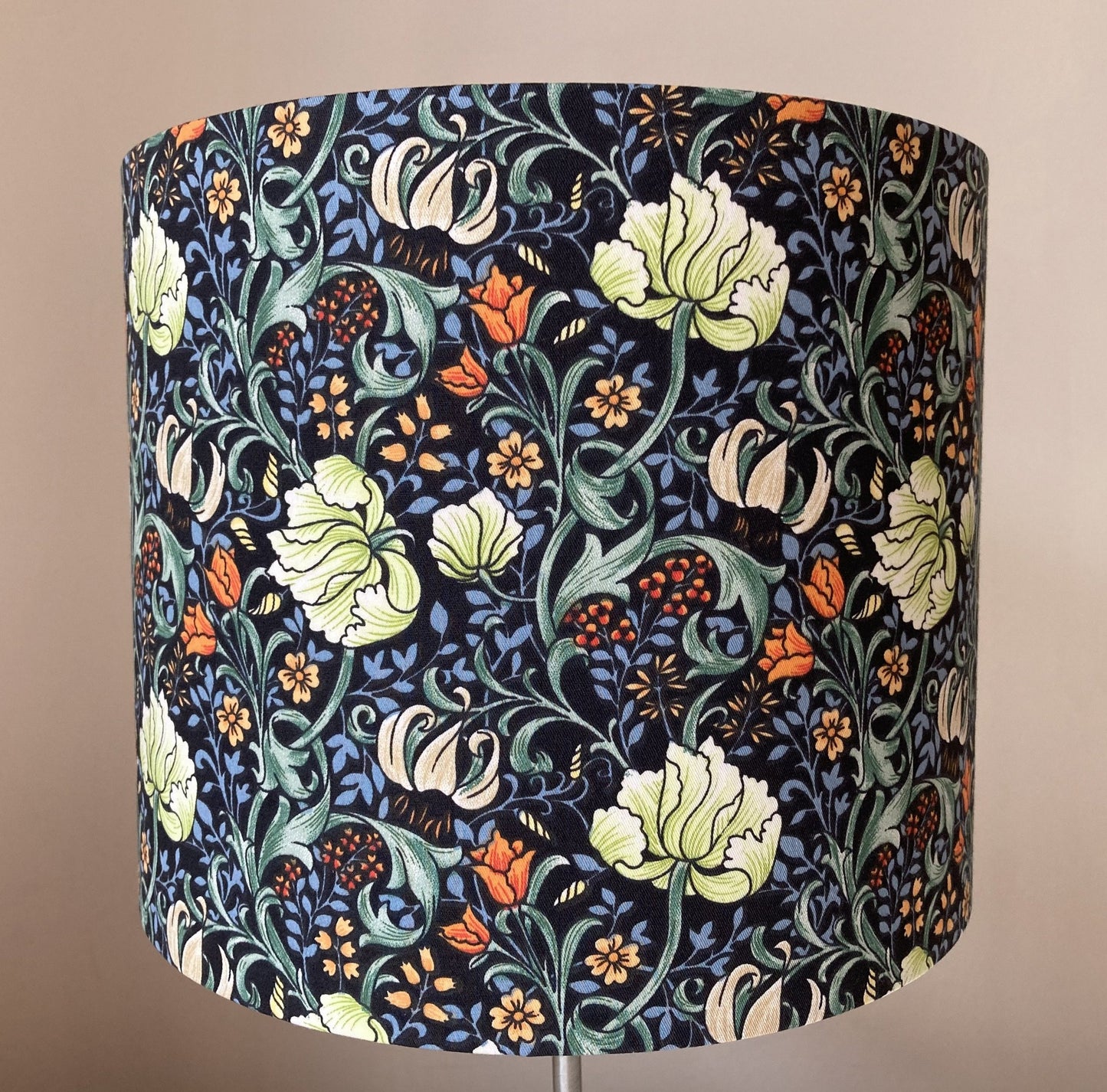 Dark Floral Lampshade William Morris Golden Lily Style for Table Lamps or Ceiling Lights